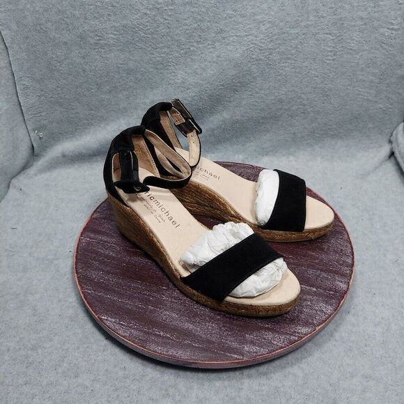 Eric Michael Womens Black Suede Espadrille Wedge Sandals Size 7 - Picture 3 of 13